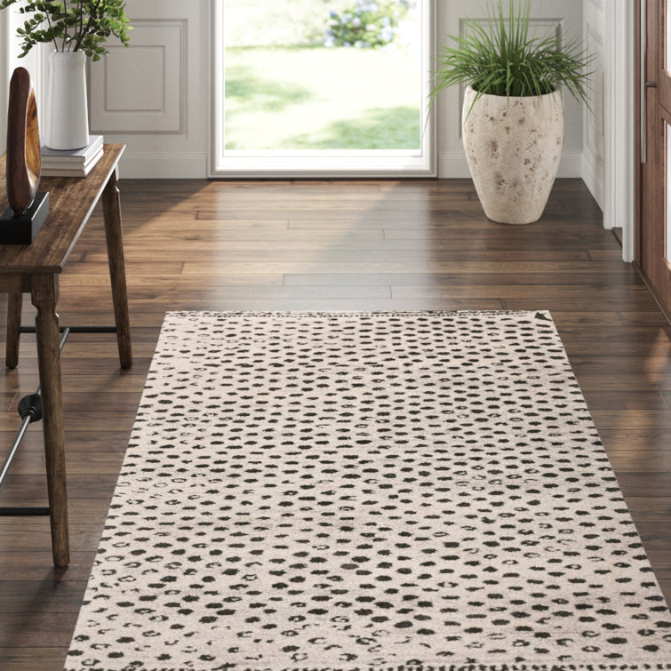 Dash and Albert Rugs Hugo Polka Dots Area Rug in Black/Pale Gray Perigold